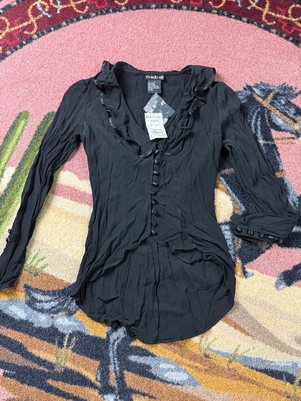 NWT BEBE Y2K VINTAGE LONG SLEEVE SHIRT
